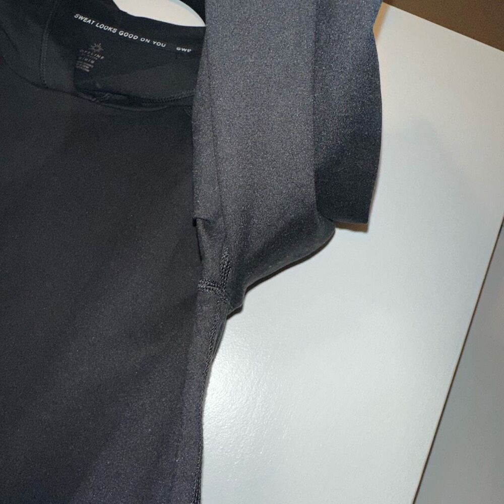 Aerie Offline Womens Black Athletic Hooded Sweatshirt Medium EUC - Picture 3 of 10